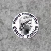 Produktbild für einen Sticker bzw. Aufkleber mit dem Motiv "Reject modernity, embrace tradition". Abgebildet ist der Kopf einer Marmorbüste mit einem Rasterungseffekt. Der Text ist zum Teil in Frakturschrift und hat einen Glitch-Effekt. Witterungsbeständiger und UV-stabiler Sticker bzw. Aufkleber. Größe 6x6cm.